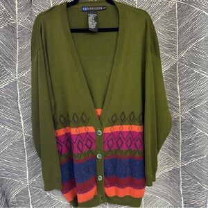 I.B Diffusion old stock, vintage multicolor 80s button down cardigan S <<<313>>>
